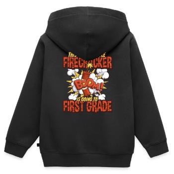 Feux d’artifice les plus mignons pour enfants Première classe - Sweat Premium à capuche zippé enfant bio - noir - Dos - AI Model Kid Male (0cm)