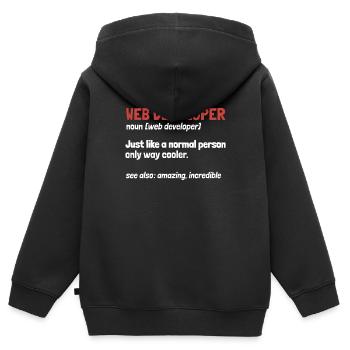 Développeur Web Définition du développeur Web - Sweat Premium à capuche zippé enfant bio - noir - Dos - AI Model Kid Male (0cm)