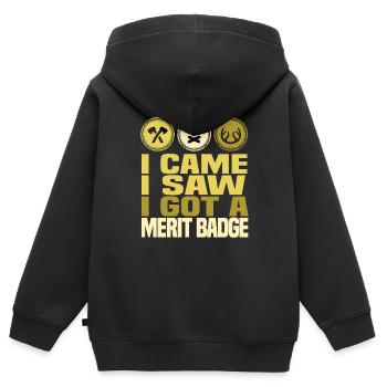 Insigne scout - Sweat Premium à capuche zippé enfant bio - noir - Dos - AI Model Kid Male (0cm)