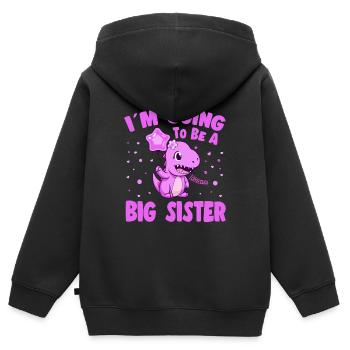 Big Sister Dinosaur Promoted Big Sister - Kinder Premium Organic Zip Hoodie - Schwarz - Hinten - AI Model Kid Male (0cm)