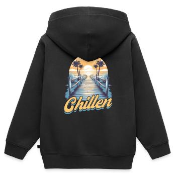 Auszeit Urlaub Hängematte Strand - Kinder Premium Organic Zip Hoodie - Schwarz - Hinten - AI Model Kid Male (0cm)