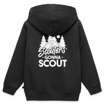 Pfadfinder Witzig - Kinder Premium Organic Zip Hoodie - Schwarz - Hinten - AI Model Kid Male (0cm)
