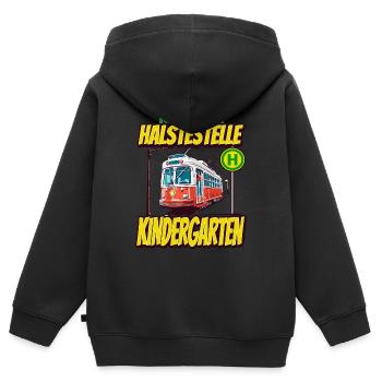 Nächste Haltestelle Kindergarten - Kids - Kinder Premium Organic Zip Hoodie - Schwarz - Hinten - AI Model Kid Male (0cm)