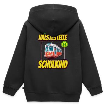 Nächste Haltestelle Erste Klasse - Kids - Kinder Premium Organic Zip Hoodie - Schwarz - Hinten - AI Model Kid Male (0cm)