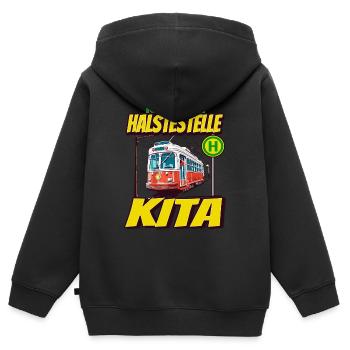 Nächste Haltestelle Kindergarten - Kids - Kinder Premium Organic Zip Hoodie - Schwarz - Hinten - AI Model Kid Male (0cm)