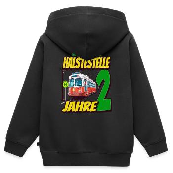 Ich Bin 2 Straßenbahnen - Straßenbahn - Kinder Premium Organic Zip Hoodie - Schwarz - Hinten - AI Model Kid Male (0cm)