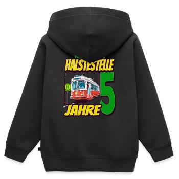 Ich Bin 5 Straßenbahnen - Straßenbahn - Kinder Premium Organic Zip Hoodie - Schwarz - Hinten - AI Model Kid Male (0cm)