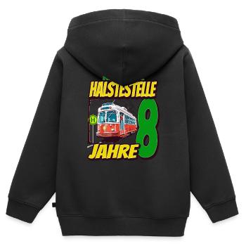 Ich Bin 8 Straßenbahnen - Straßenbahn - Kinder Premium Organic Zip Hoodie - Schwarz - Hinten - AI Model Kid Male (0cm)