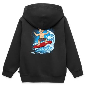 Surfeurs de vagues Surfeurs Surfeurs - Sweat Premium à capuche zippé enfant bio - noir - Dos - AI Model Kid Male (0cm)
