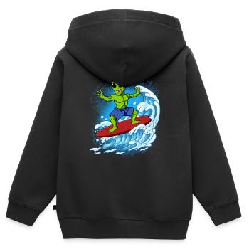 Surfeurs de vagues Surfeurs Surfeurs - Sweat Premium à capuche zippé enfant bio - noir - Dos - AI Model Kid Male (0cm)