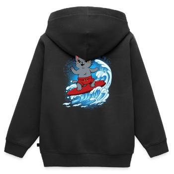 Surfeurs de vagues Surfeurs Surfeurs - Sweat Premium à capuche zippé enfant bio - noir - Dos - AI Model Kid Male (0cm)