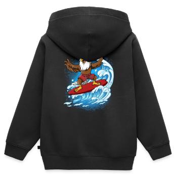 Surfeurs de vagues Surfeurs Surfeurs - Sweat Premium à capuche zippé enfant bio - noir - Dos - AI Model Kid Male (0cm)