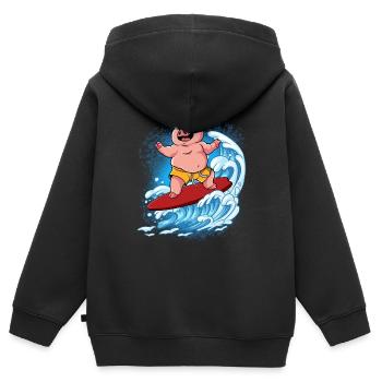Surfeurs de vagues Surfeurs Surfeurs - Sweat Premium à capuche zippé enfant bio - noir - Dos - AI Model Kid Male (0cm)