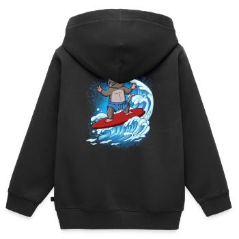 Surfeurs de vagues Surfeurs Surfeurs - Sweat Premium à capuche zippé enfant bio - noir - Dos - AI Model Kid Male (0cm)
