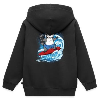 Surfeurs de vagues Surfeurs Surfeurs - Sweat Premium à capuche zippé enfant bio - noir - Dos - AI Model Kid Male (0cm)
