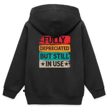 Entièrement amorti mais toujours en cours d’utilisation 10 - Sweat Premium à capuche zippé enfant bio - noir - Dos - AI Model Kid Male (0cm)