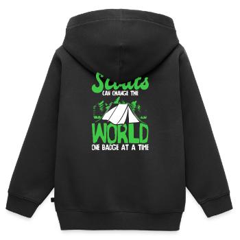 Insigne scout - Sweat Premium à capuche zippé enfant bio - noir - Dos - AI Model Kid Male (0cm)