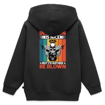 L’injection est sympa mais je préfère être soufflé 5 - Sweat Premium à capuche zippé enfant bio - noir - Dos - AI Model Kid Male (0cm)
