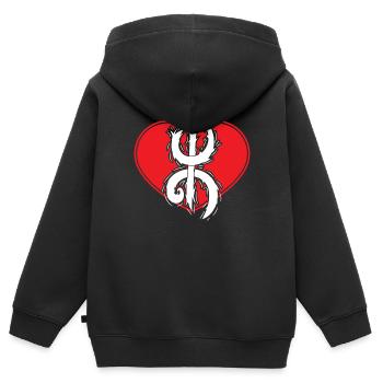 Z Imazighen (en Amulette) - Sweat Premium à capuche zippé enfant bio - noir - Dos - AI Model Kid Male (0cm)