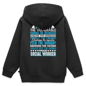 Social Worker Proud Social Worker - Kids Premium Organic Zip-up Hoodie - black - Back - AI Model Kid Male (0cm)