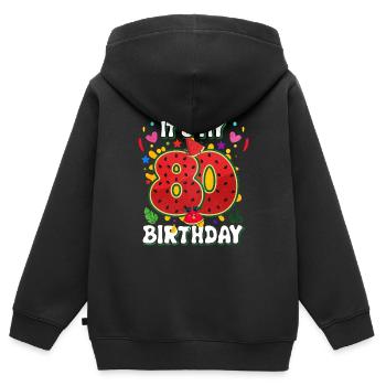 80e anniversaire de la pastèque - Sweat Premium à capuche zippé enfant bio - noir - Dos - AI Model Kid Male (0cm)