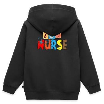 Stéthoscope infirmier - Sweat Premium à capuche zippé enfant bio - noir - Dos - AI Model Kid Male (0cm)