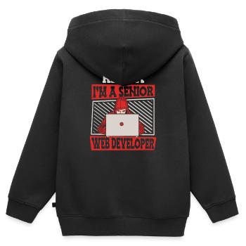 Développeur Web Développeur Web Senior - Sweat Premium à capuche zippé enfant bio - noir - Dos - AI Model Kid Male (0cm)