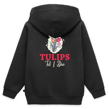 Tulipes Tulipes - Sweat Premium à capuche zippé enfant bio - noir - Dos - AI Model Kid Male (0cm)