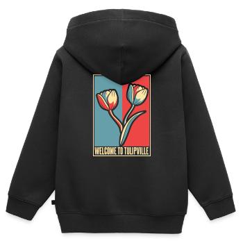 Tulipes Tulipes - Sweat Premium à capuche zippé enfant bio - noir - Dos - AI Model Kid Male (0cm)