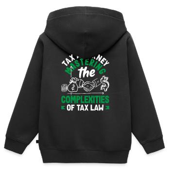 Tax Attorney Mastering the Complexities of Tax Law - Kids Premium Organic Zip-up Hoodie - black - Back - AI Model Kid Male (0cm)