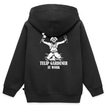 Tulipes Tulipes - Sweat Premium à capuche zippé enfant bio - noir - Dos - AI Model Kid Male (0cm)