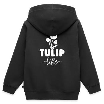 Tulipes Tulipes - Sweat Premium à capuche zippé enfant bio - noir - Dos - AI Model Kid Male (0cm)