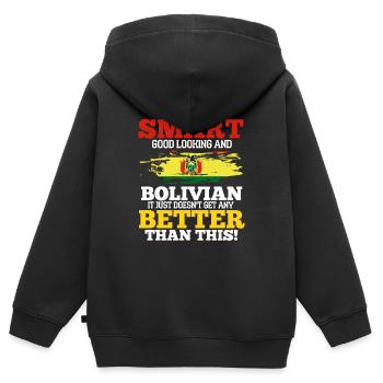 Bolivien - Kinder Premium Organic Zip Hoodie - Schwarz - Hinten - AI Model Kid Male (0cm)