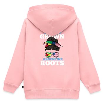 Argentine - Sweat Premium à capuche zippé enfant bio - rose - Dos - AI Model Kid Female (0cm)