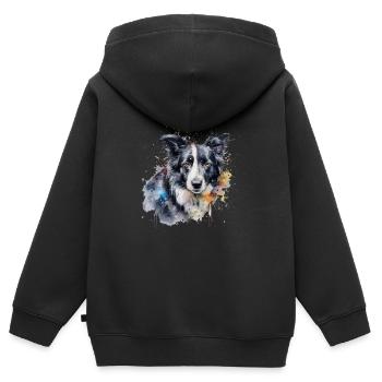 Border Collie - Kinder Premium Organic Zip Hoodie - Schwarz - Hinten - AI Model Kid Male (0cm)