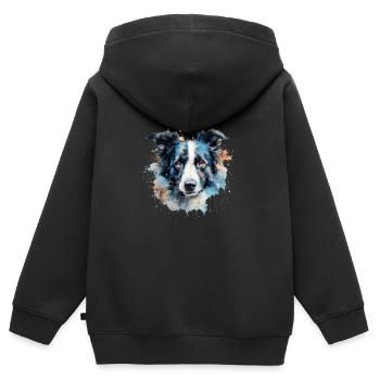 Border Collie - Kinder Premium Organic Zip Hoodie - Schwarz - Hinten - AI Model Kid Male (0cm)