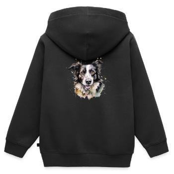Border Collie - Kinder Premium Organic Zip Hoodie - Schwarz - Hinten - AI Model Kid Male (0cm)