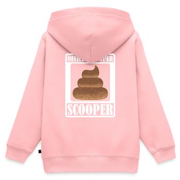 Official Pooper Scooper 32 - Kinder Premium Organic Zip Hoodie - Rosa - Hinten - AI Model Kid Female (0cm)
