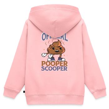 Official Pooper Scooper 31 - Kinder Premium Organic Zip Hoodie - Rosa - Hinten - AI Model Kid Female (0cm)