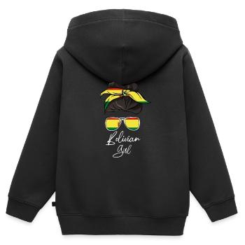 Bolivien - Kinder Premium Organic Zip Hoodie - Schwarz - Hinten - AI Model Kid Male (0cm)