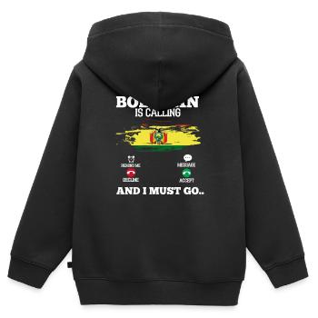 Bolivien - Kinder Premium Organic Zip Hoodie - Schwarz - Hinten - AI Model Kid Male (0cm)