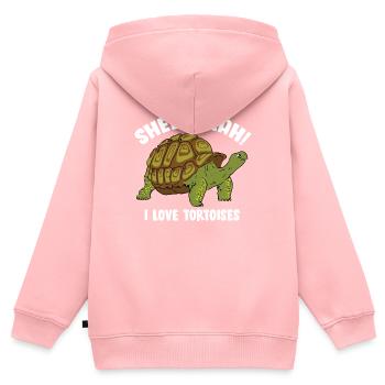 Cute Funny Shell Yeah I Love Tortoises Turtle Rept - Kinder Premium Organic Zip Hoodie - Rosa - Hinten - AI Model Kid Female (0cm)
