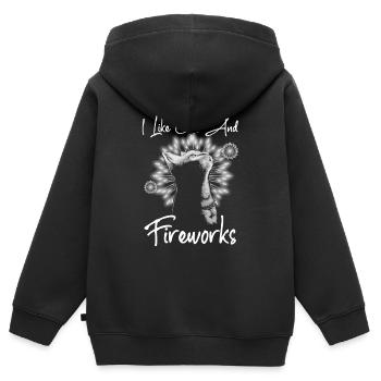 Cats And Fireworks - Kids Premium Organic Zip-up Hoodie - black - Back - AI Model Kid Male (0cm)