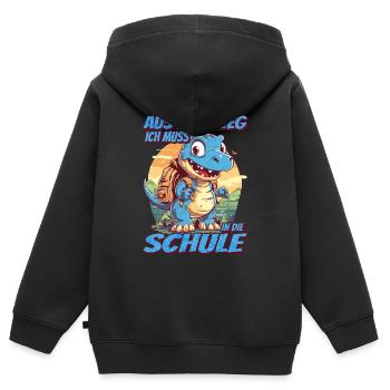 Aus dem Weg Ich muss in die Schule - Dinosaurier - Kinder Premium Organic Zip Hoodie - Schwarz - Hinten - AI Model Kid Male (0cm)