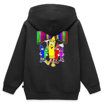 Kindergartenkind Lustige Comic Buntstifte - Kinder Premium Organic Zip Hoodie - Schwarz - Hinten - AI Model Kid Male (0cm)
