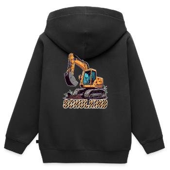 Schulkind - Baustelle und Bagger Einschulung - Kinder Premium Organic Zip Hoodie - Schwarz - Hinten - AI Model Kid Male (0cm)