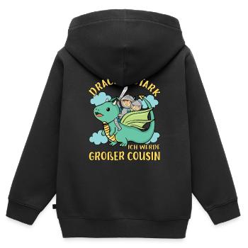 Ich Werde Großer Cousin Drache bald Großer Cousin - Kinder Premium Organic Zip Hoodie - Schwarz - Hinten - AI Model Kid Male (0cm)