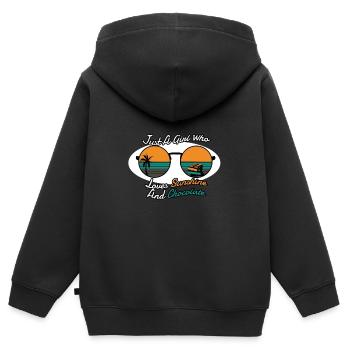 Schokolade - Kinder Premium Organic Zip Hoodie - Schwarz - Hinten - AI Model Kid Male (0cm)