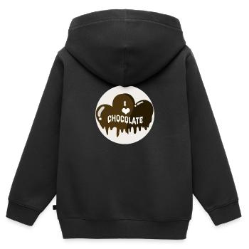 Chocolat - Sweat Premium à capuche zippé enfant bio - noir - Dos - AI Model Kid Male (0cm)