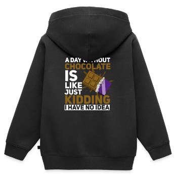 Schokolade - Kinder Premium Organic Zip Hoodie - Schwarz - Hinten - AI Model Kid Male (0cm)